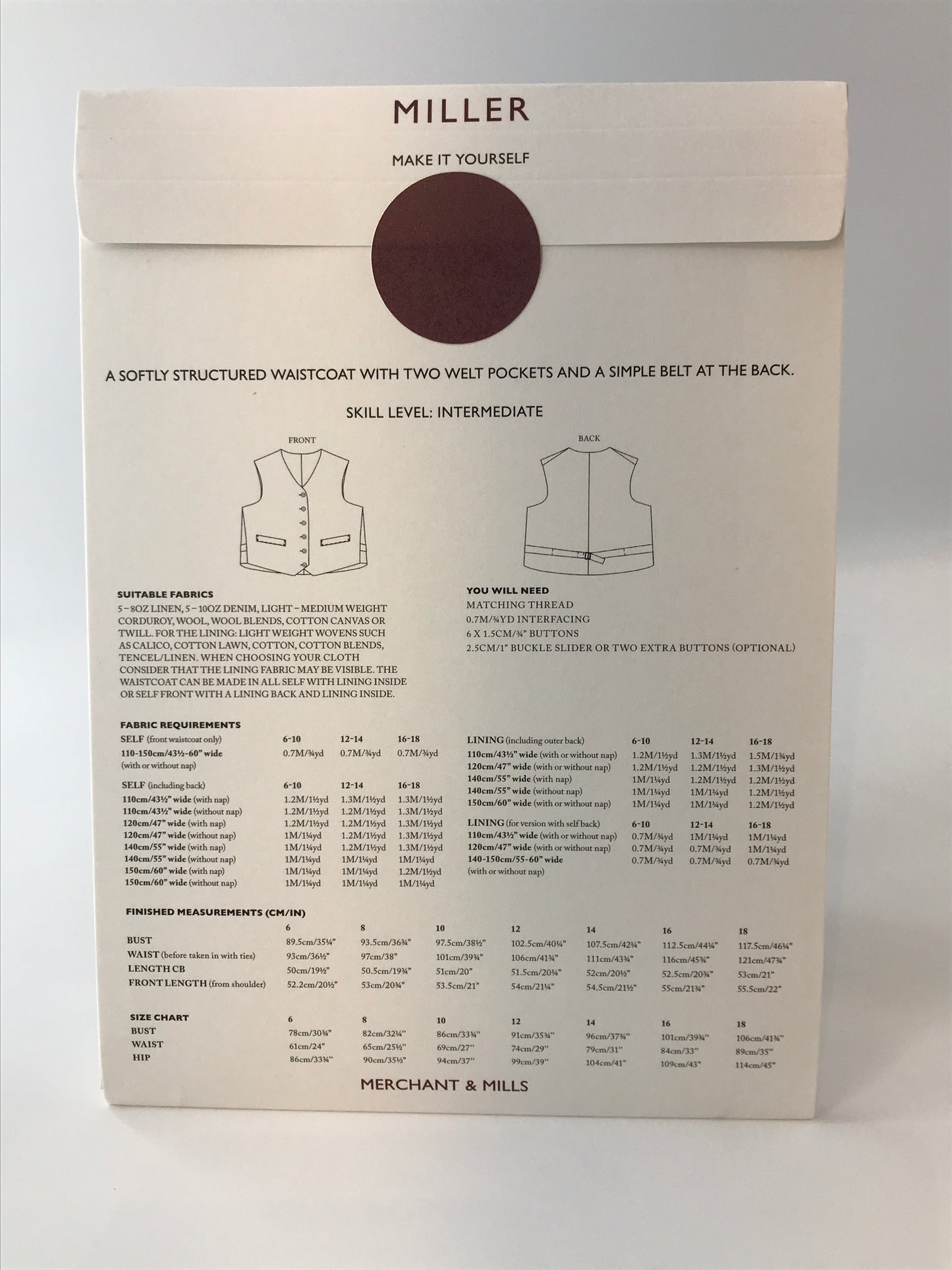 Merchant & Mills, Miller Vest, UK Size 6-18