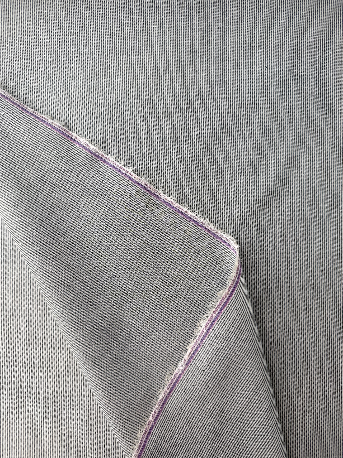Cotton Shirting, Midnight/White Mini Stripe