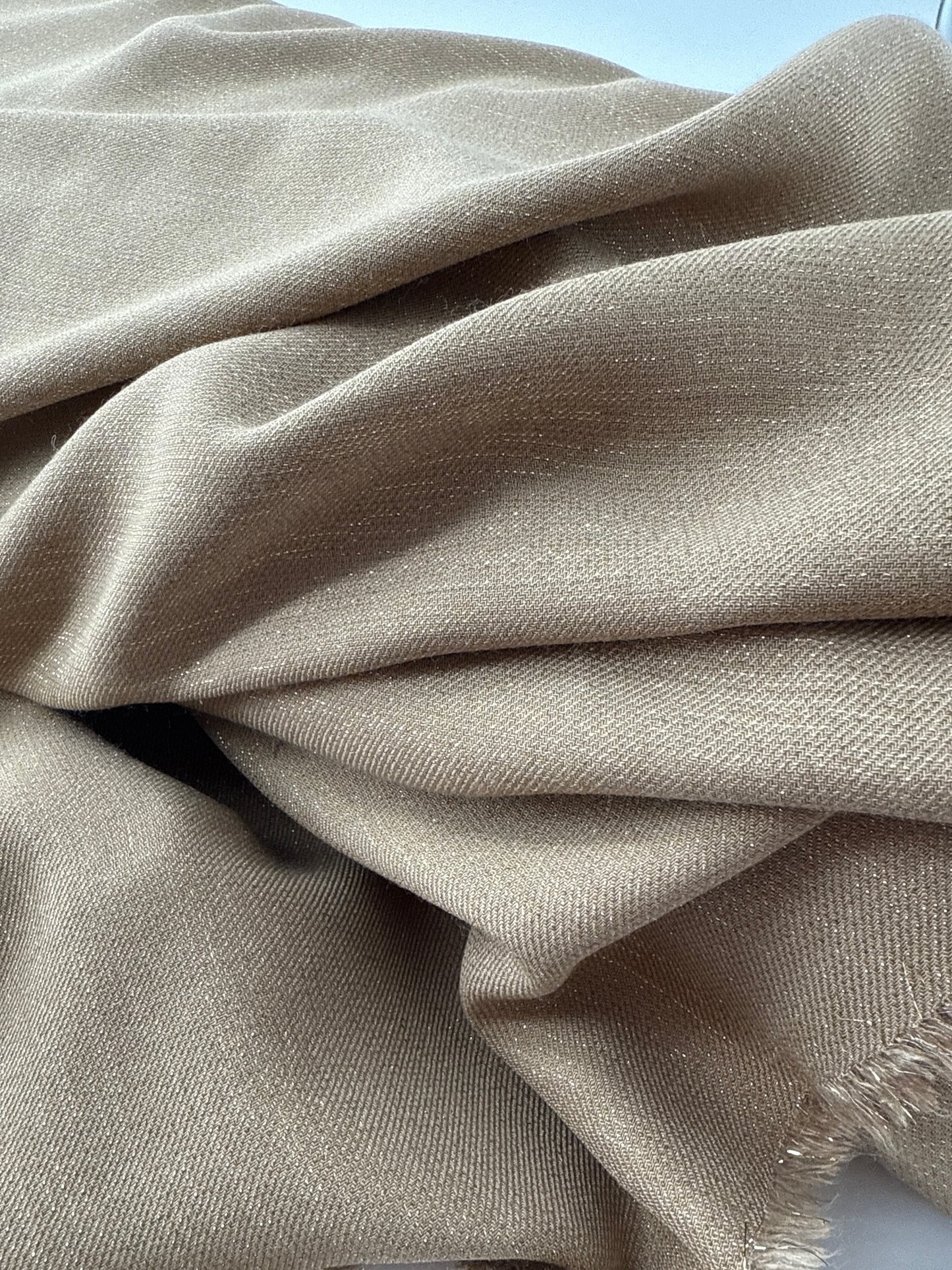 Rayon/Linen Twill with Lurex, Camel/Gold