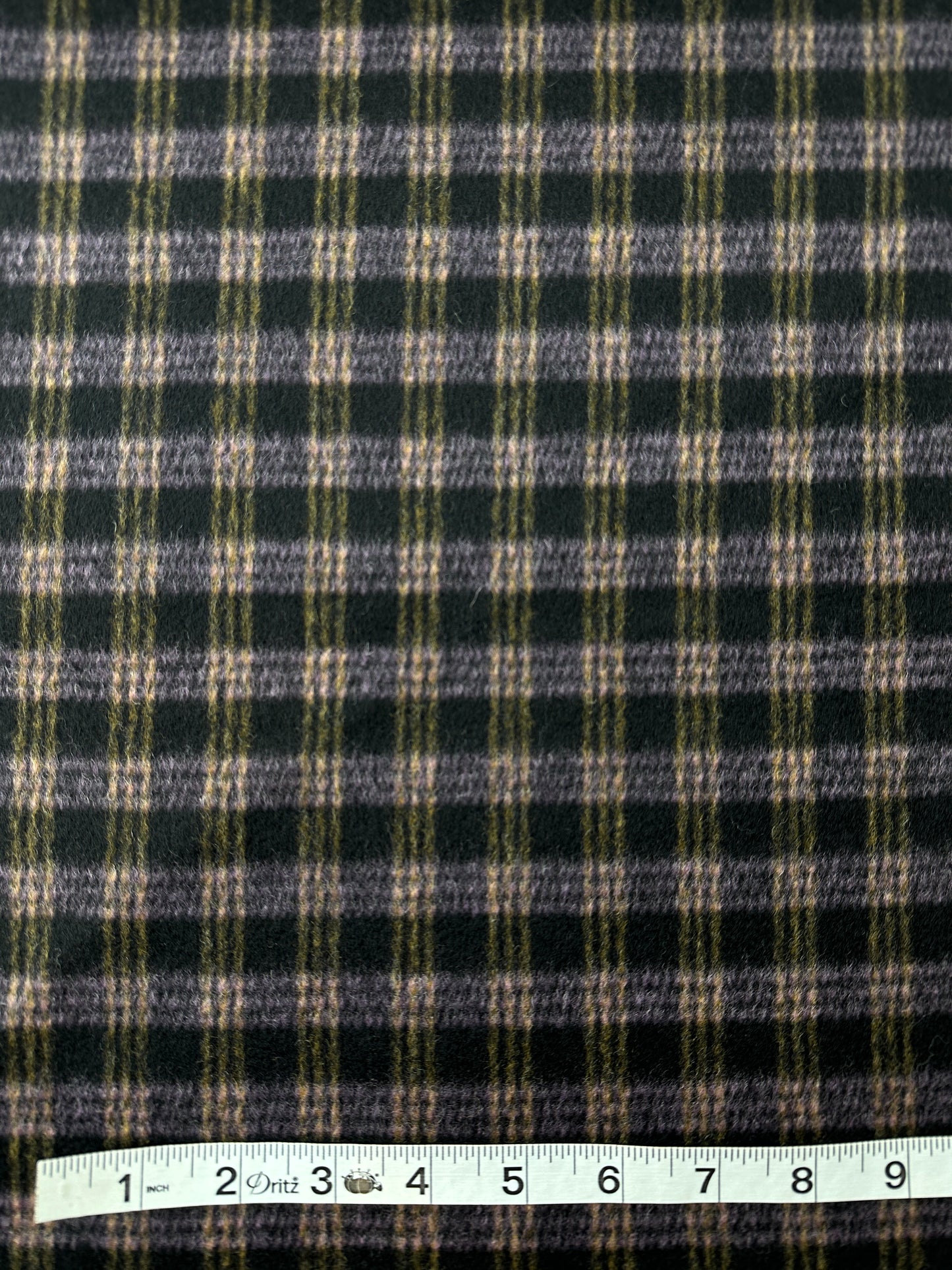 Wool Twill, Plaid, Black/Goldenrod/Lavender