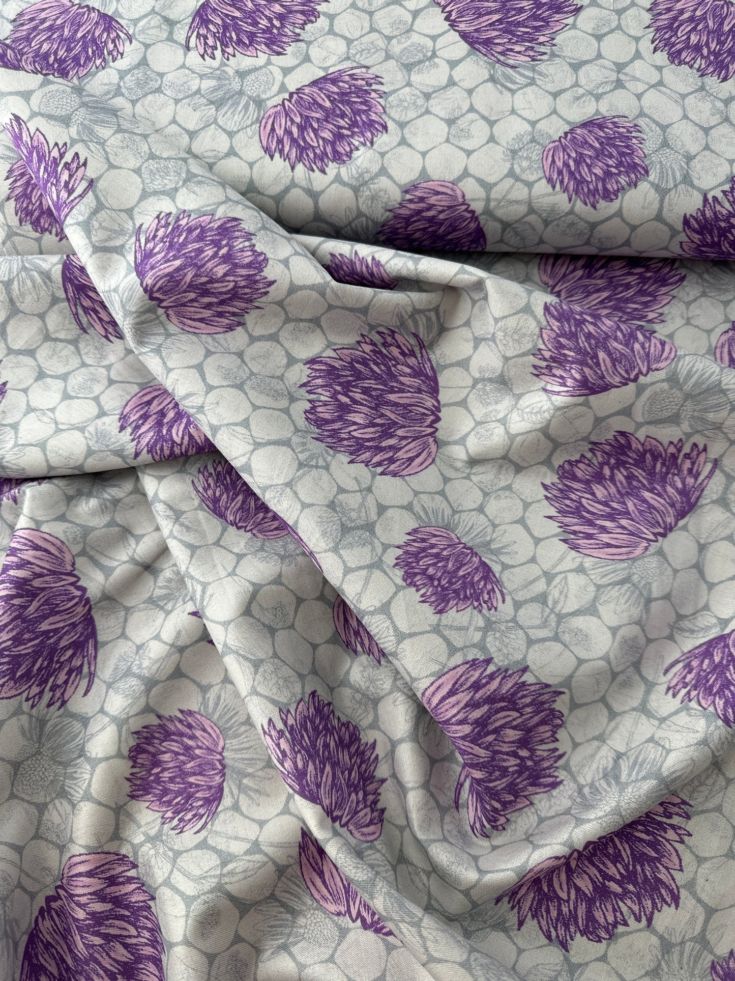 Cotton Sheeting, Clover Dot, Grey