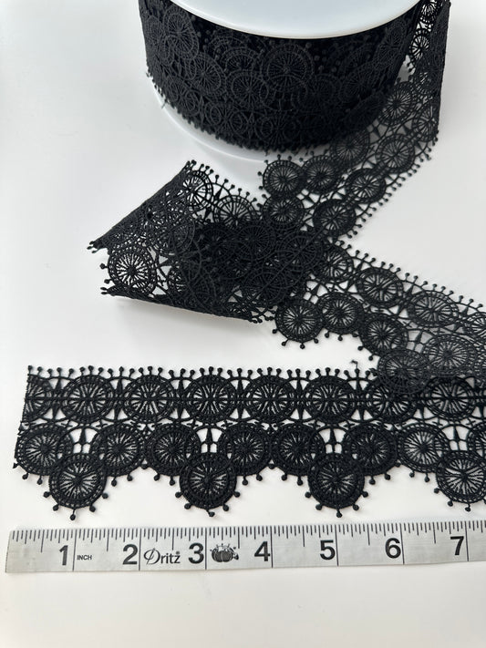 Circle Patterned Lace, Black