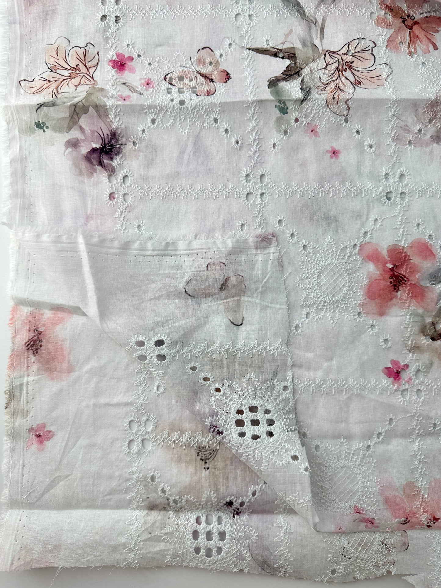 Cotton Lawn Eyelet Digital Print, Lavender Watercolor, 3.1 oz