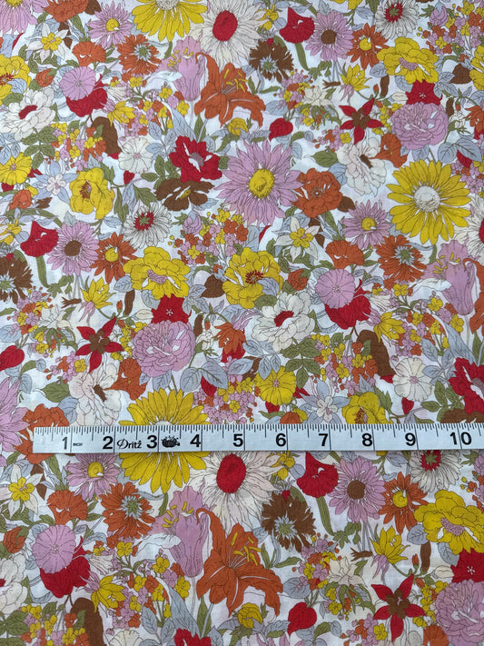 Kokka Fabrics Cotton Lawn, Multicolor Floral – Purple Floral