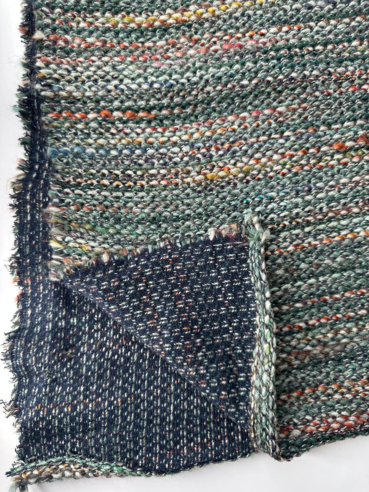 Italian Wool Blend, Coarse Weave, Verde Stripe