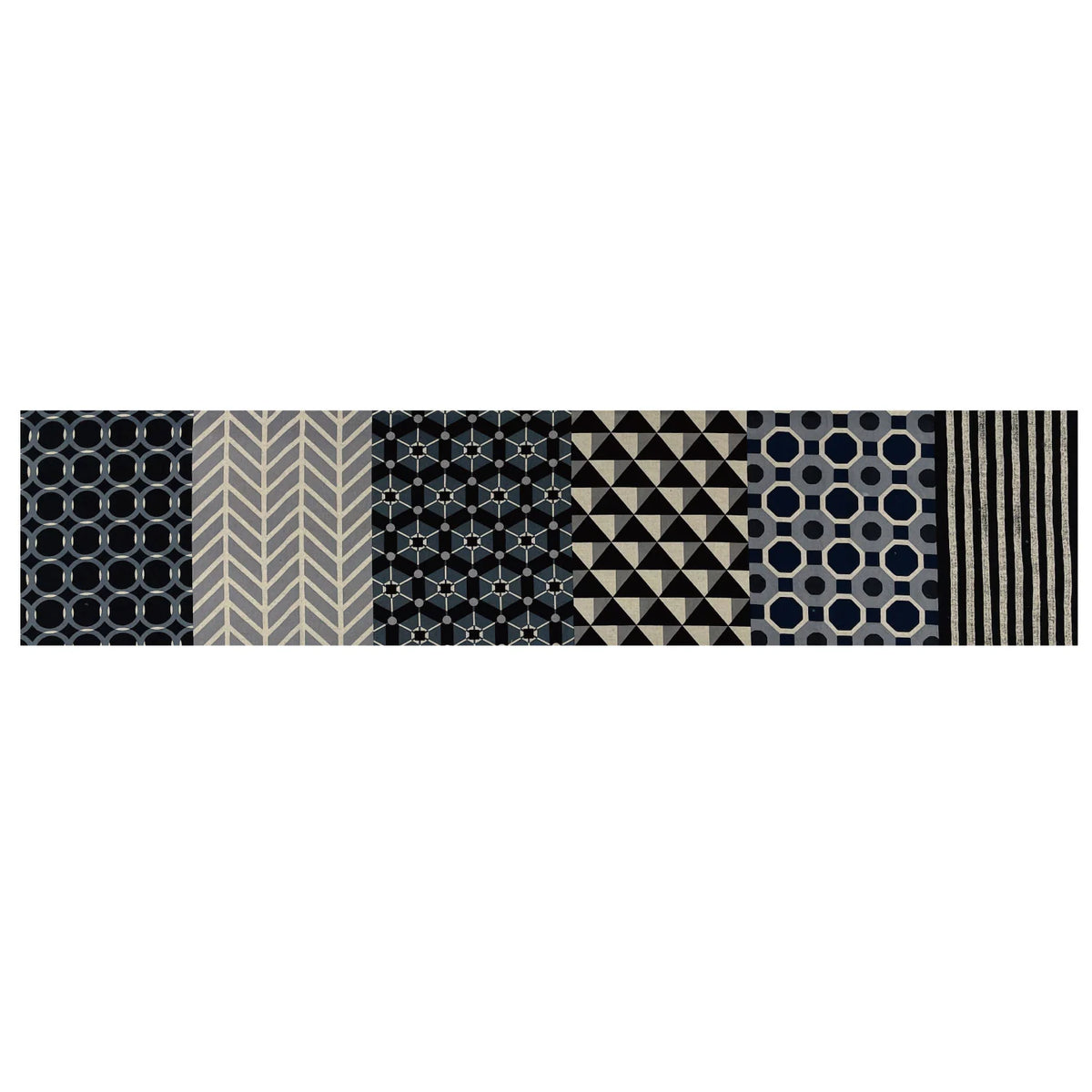 Echino Cotton/Linen Canvas, Geometric Panels - Gray Scale