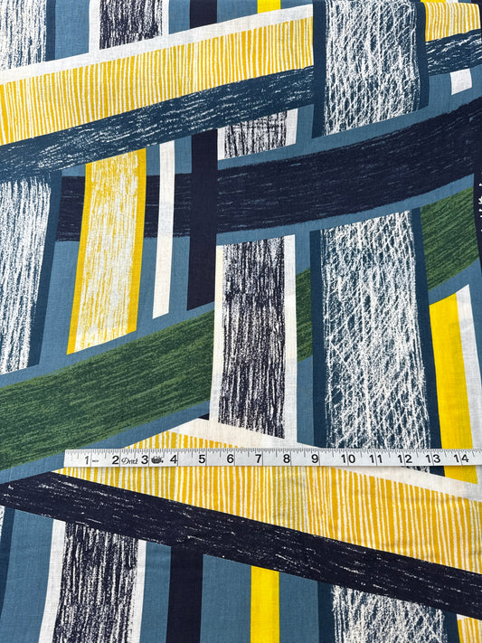 Kokka Fabrics, Linen/Cotton Sheeting, Keshiki – Blue/Yellow