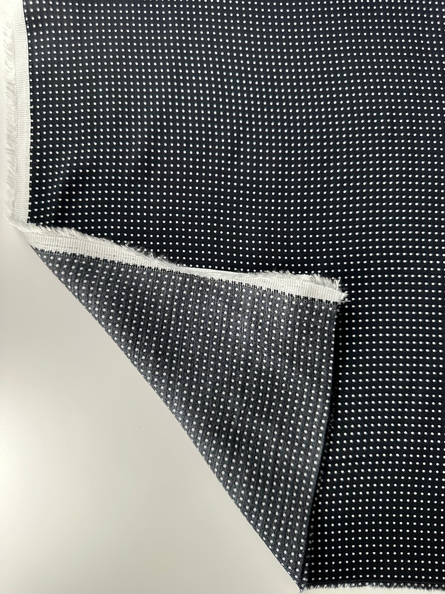 Viscose Sateen, Mini Polka Dot Print, Black/White