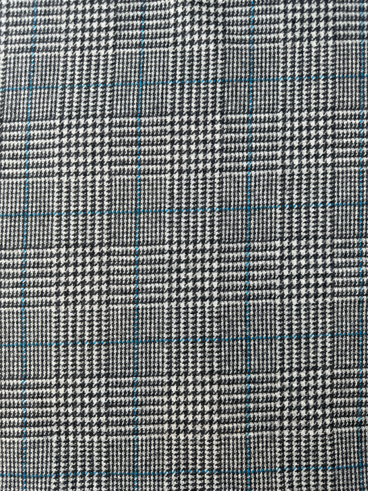 Italian Wool, Prince of Wales Check – Medium Gray/Teal