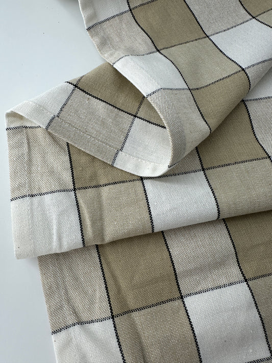 Cotton Toweling, Finished Sides – Ivory Plaid