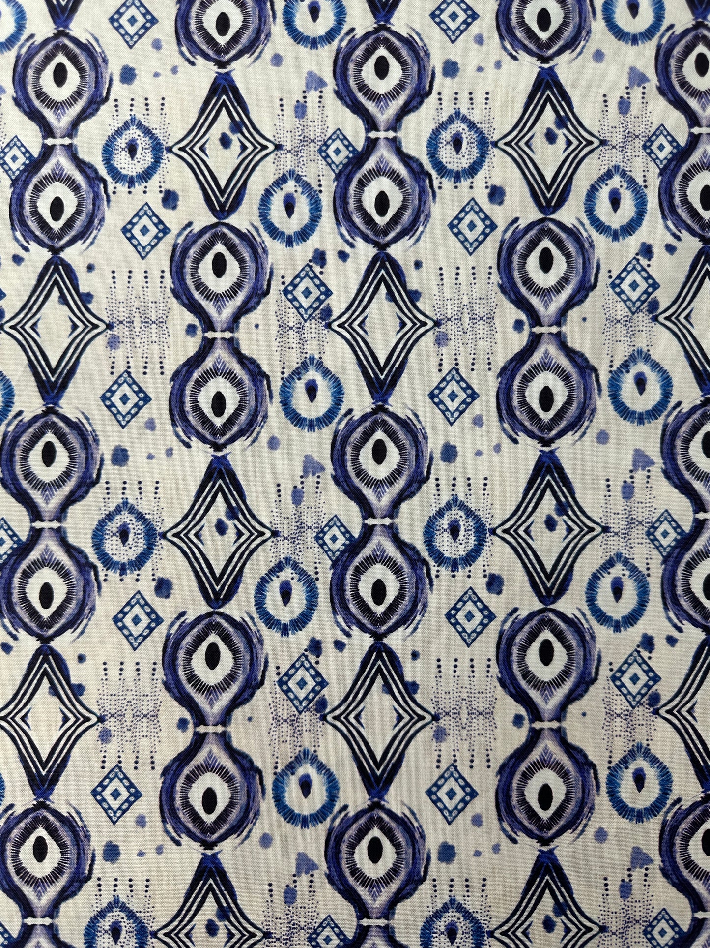 Cotton Sheeting, Mirrors, White/Blue