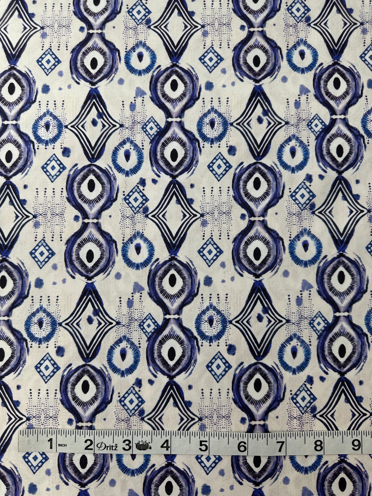 Cotton Sheeting, Mirrors, White/Blue