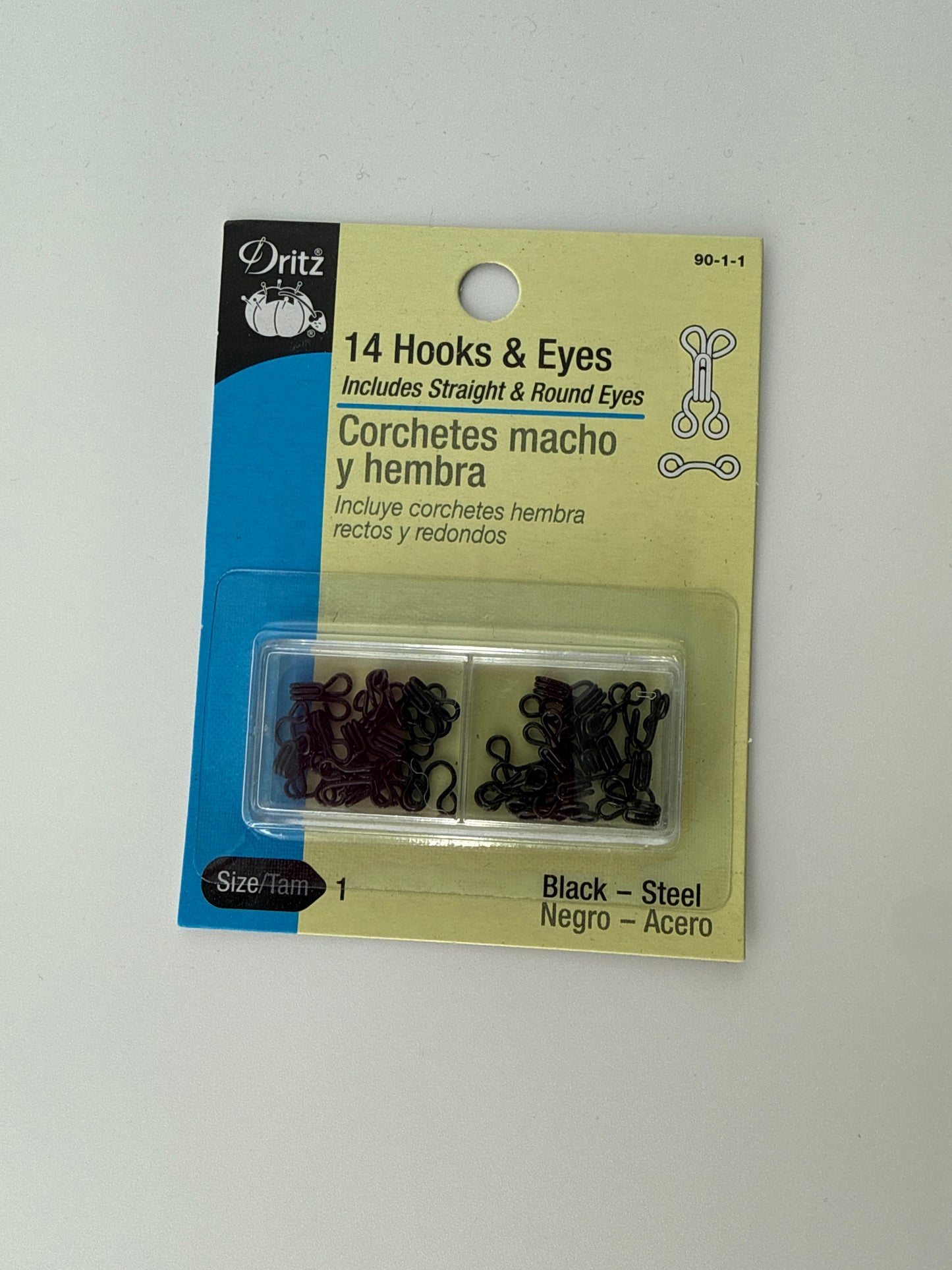 Hook & Eye Closures, Size 1, 14 sets