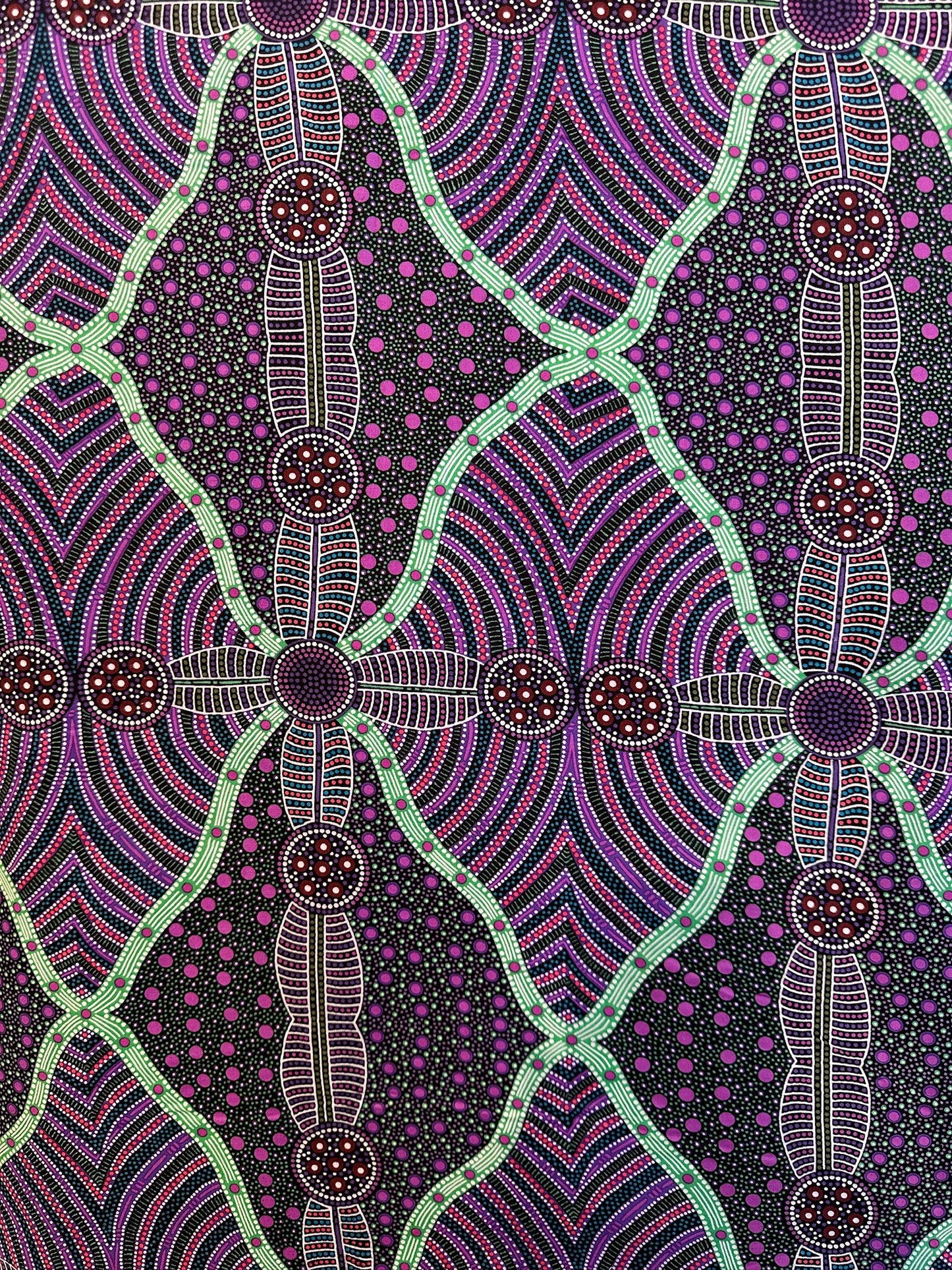 Cotton Sheeting, Aboriginal Prints, Cross Seeds, Purple