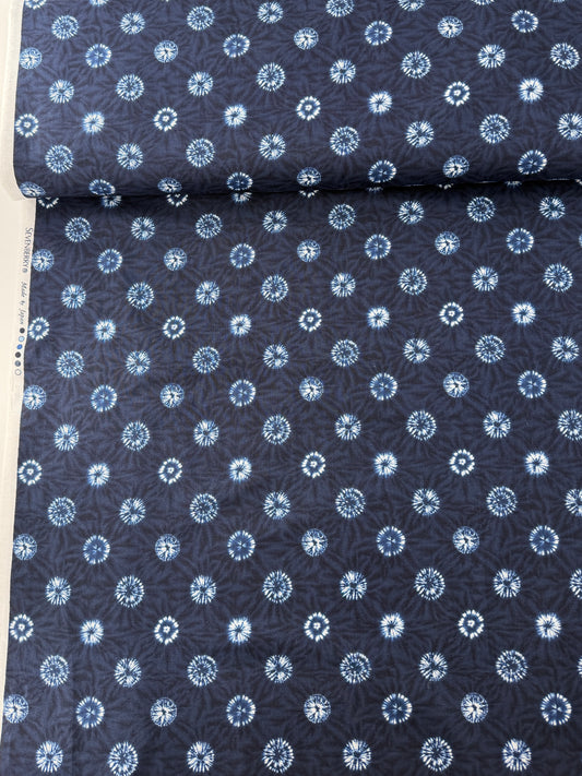 Sevenberry Cotton Shirting, Shibori Style - White Indigo Dots