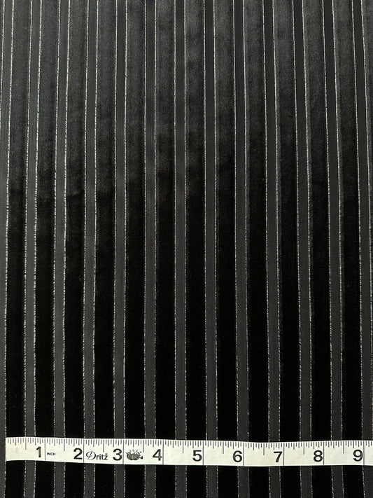 Polyester/Spandex Knit, Velvet Sheer Stripe, with Lurex, Black