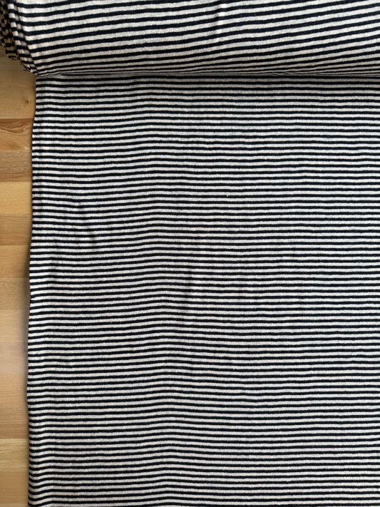 Linen/Rayon Single Jersey, Yarn Dye Stripe - Black/Straw, 180 gsm