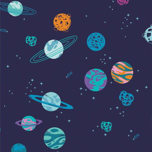 AGF Cotton Flannel, Planetary Parade Fun, Navy