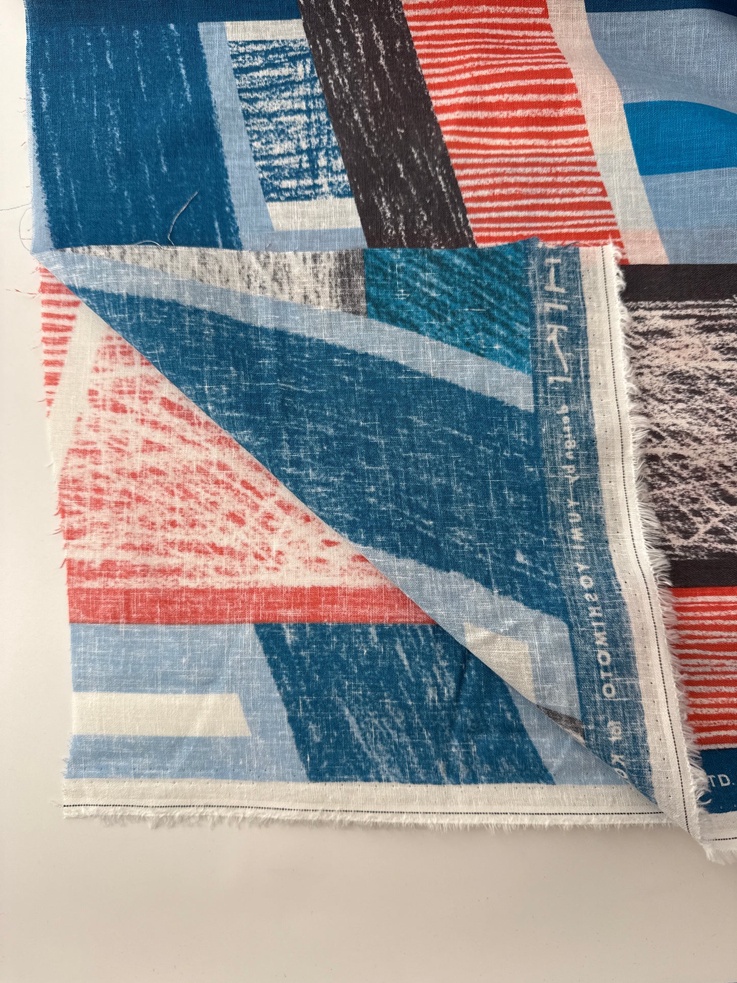 Kokka Fabrics, Linen/Cotton Sheeting, Keshiki – Blue/Yellow