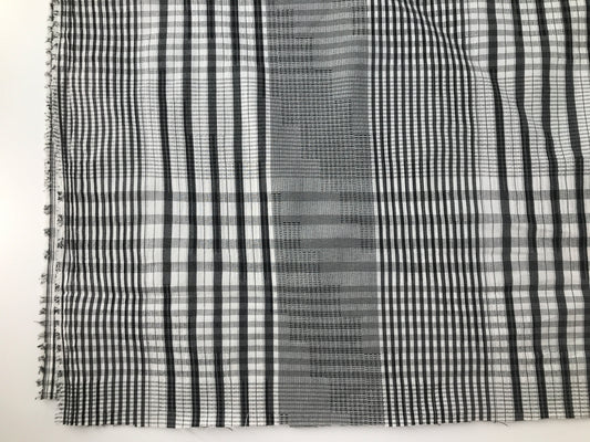 Cotton Spandex Shirting, Plaid, Black & White