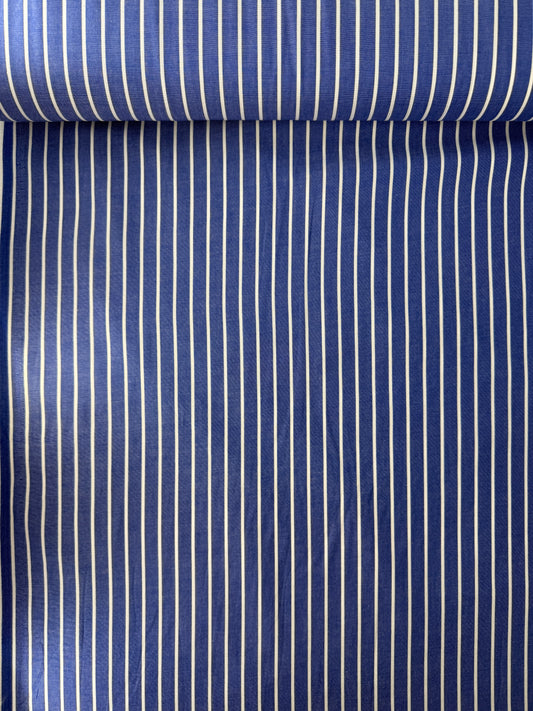 Cotton Shirting, Bright Blue Stripe