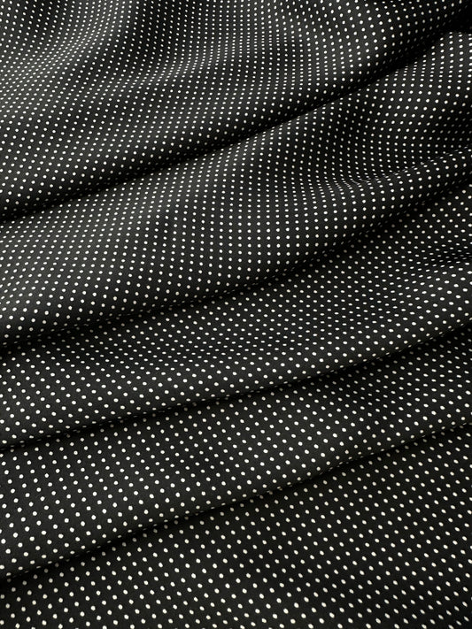 Viscose Sateen, Mini Polka Dot Print, Black/White