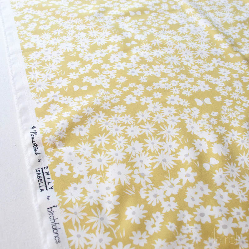 Birch Organic Cotton Poplin, Daisy Bed - Sun