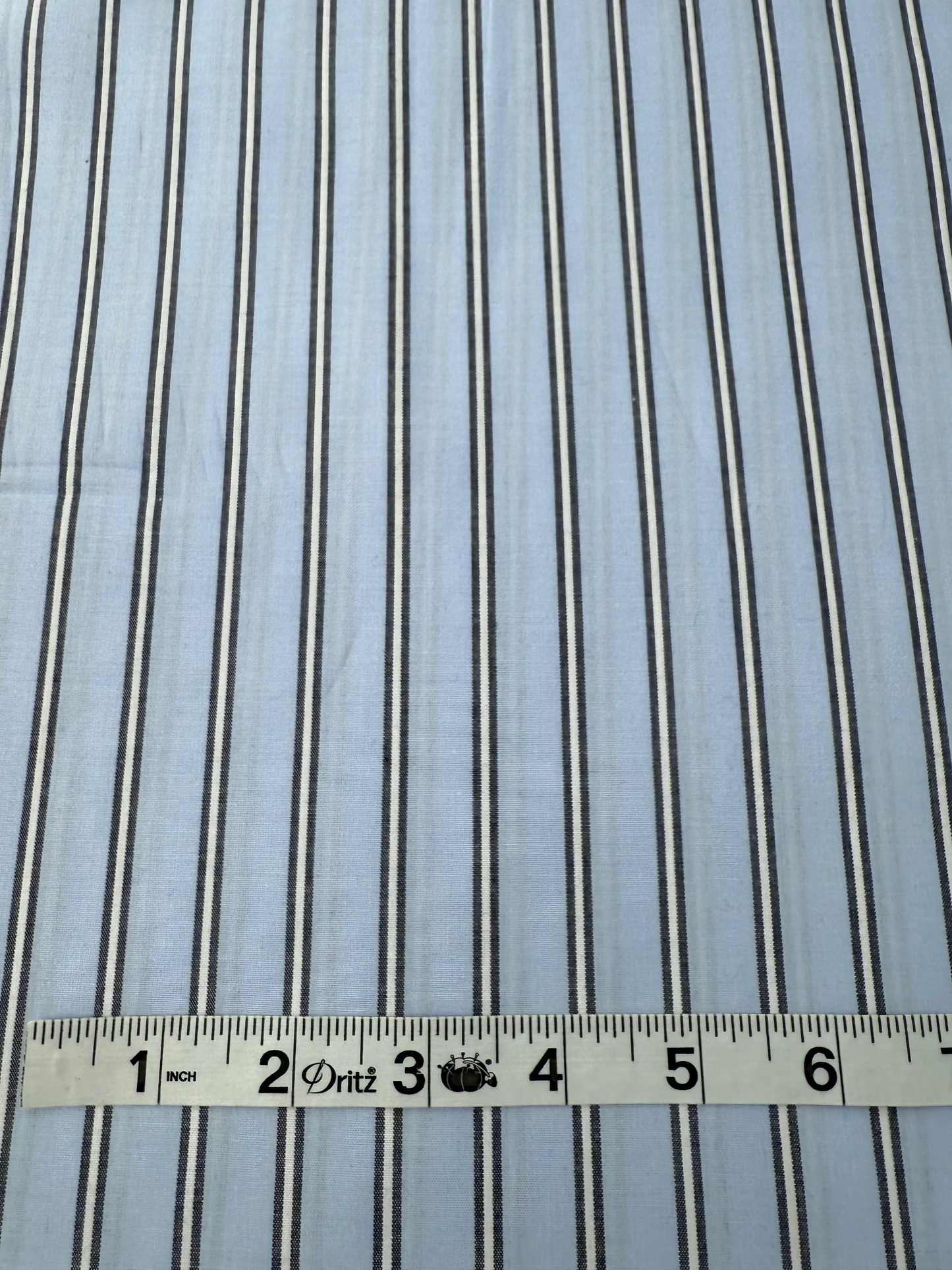 Cotton Shirting, Blue 3/4" Stripe