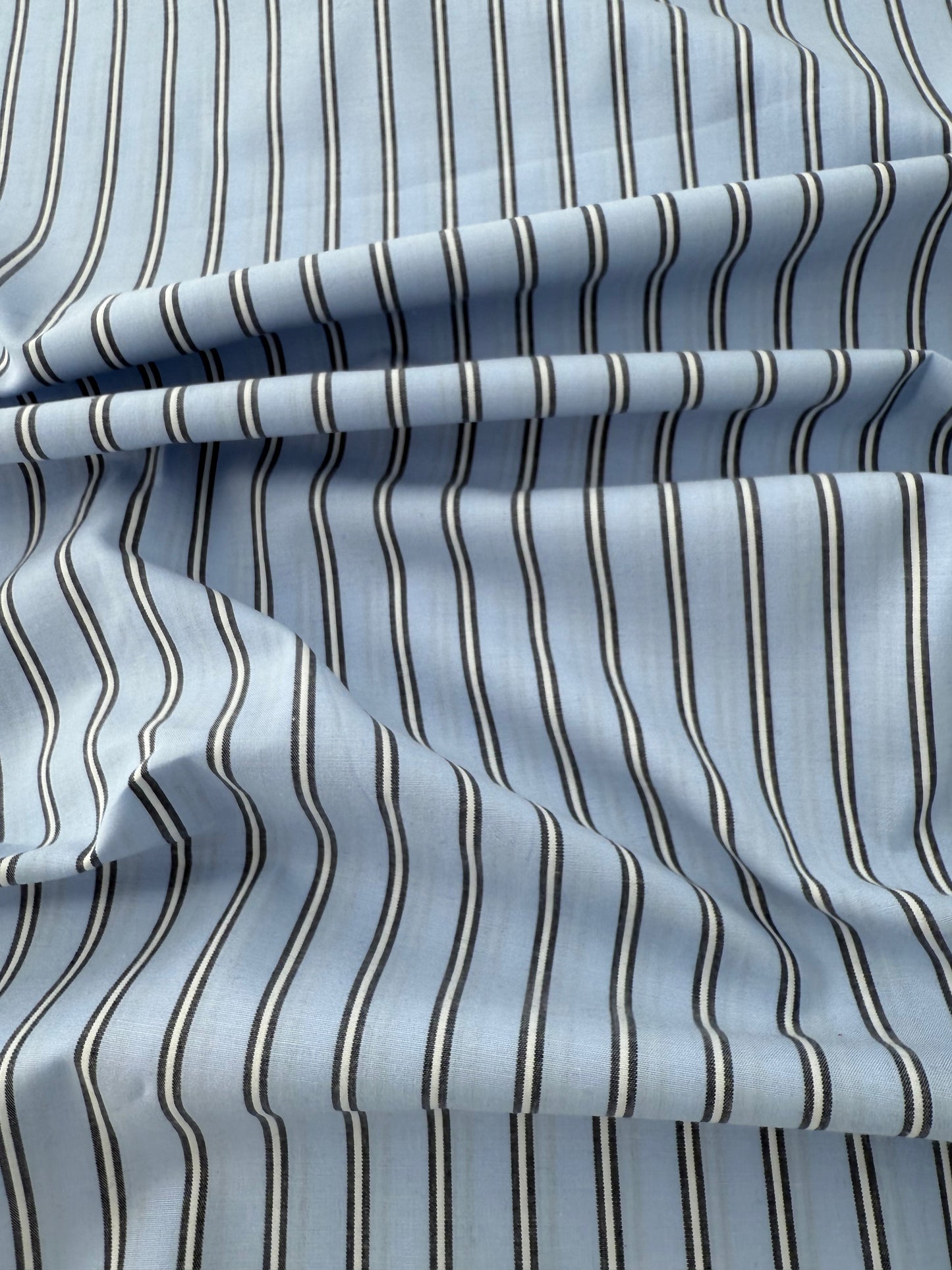 Cotton Shirting, Blue 3/4" Stripe