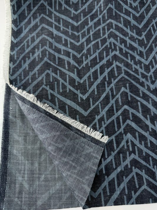 Tencel Slub Weave, Abstract Print, Indigo