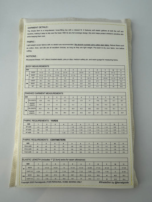 Fennel Goods Shade Shirt, Kids Size 1-11 yo