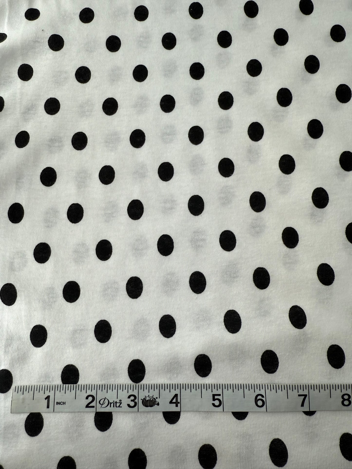 Cotton, Single Jersey, White with Black Dots, 155 gsm