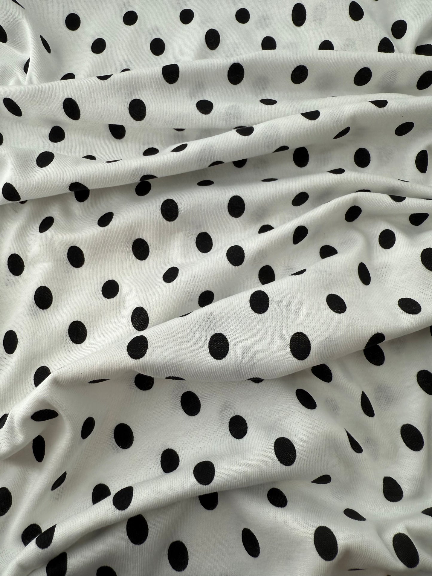 Cotton, Single Jersey, White with Black Dots, 155 gsm