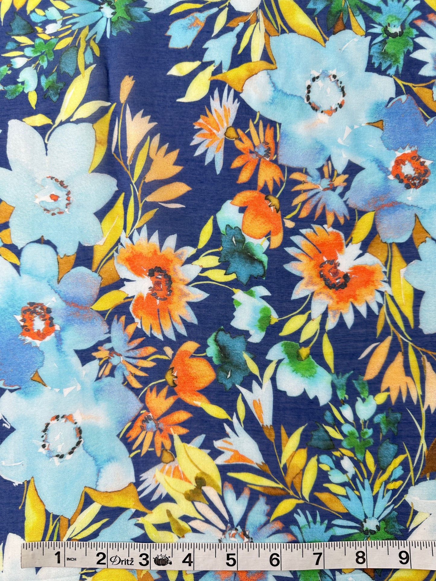 Lady McElroy, Silk/Cotton Voile, Josette Floral - Blue