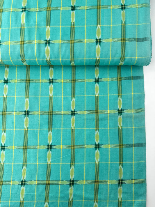 Handwoven Ikat, Green Crosses
