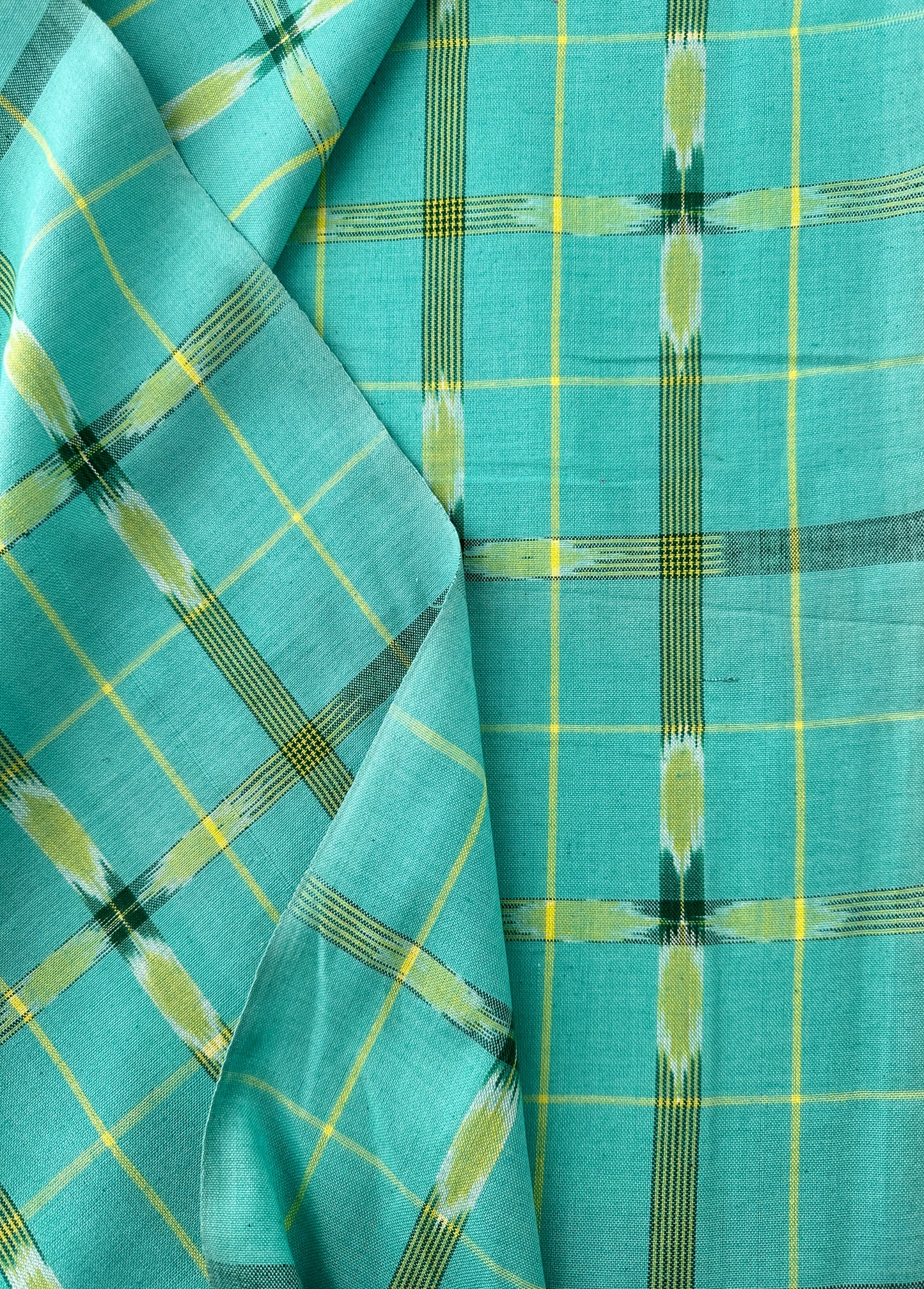 Handwoven Ikat, Green Crosses