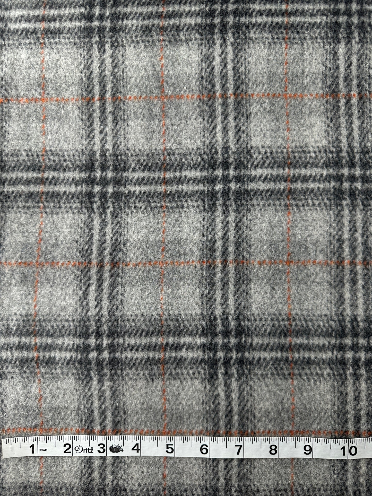Designer Deadstock, Italian Wool, Plaid, Charcoal Check