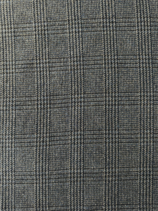 Italian Wool, Plaid, Black/Pecan/Steel Blue