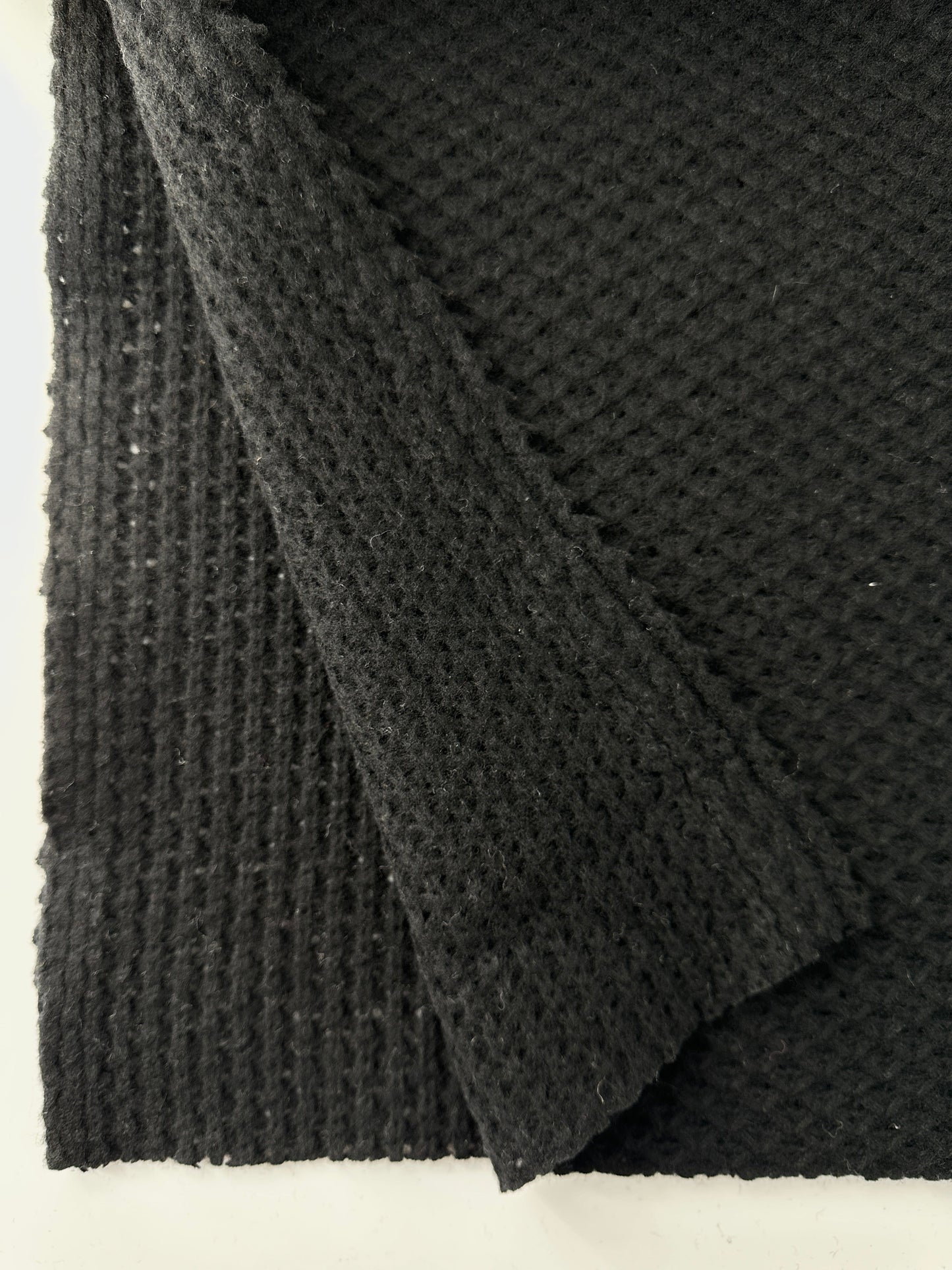 Italian Wool, Waffle Weave, Black