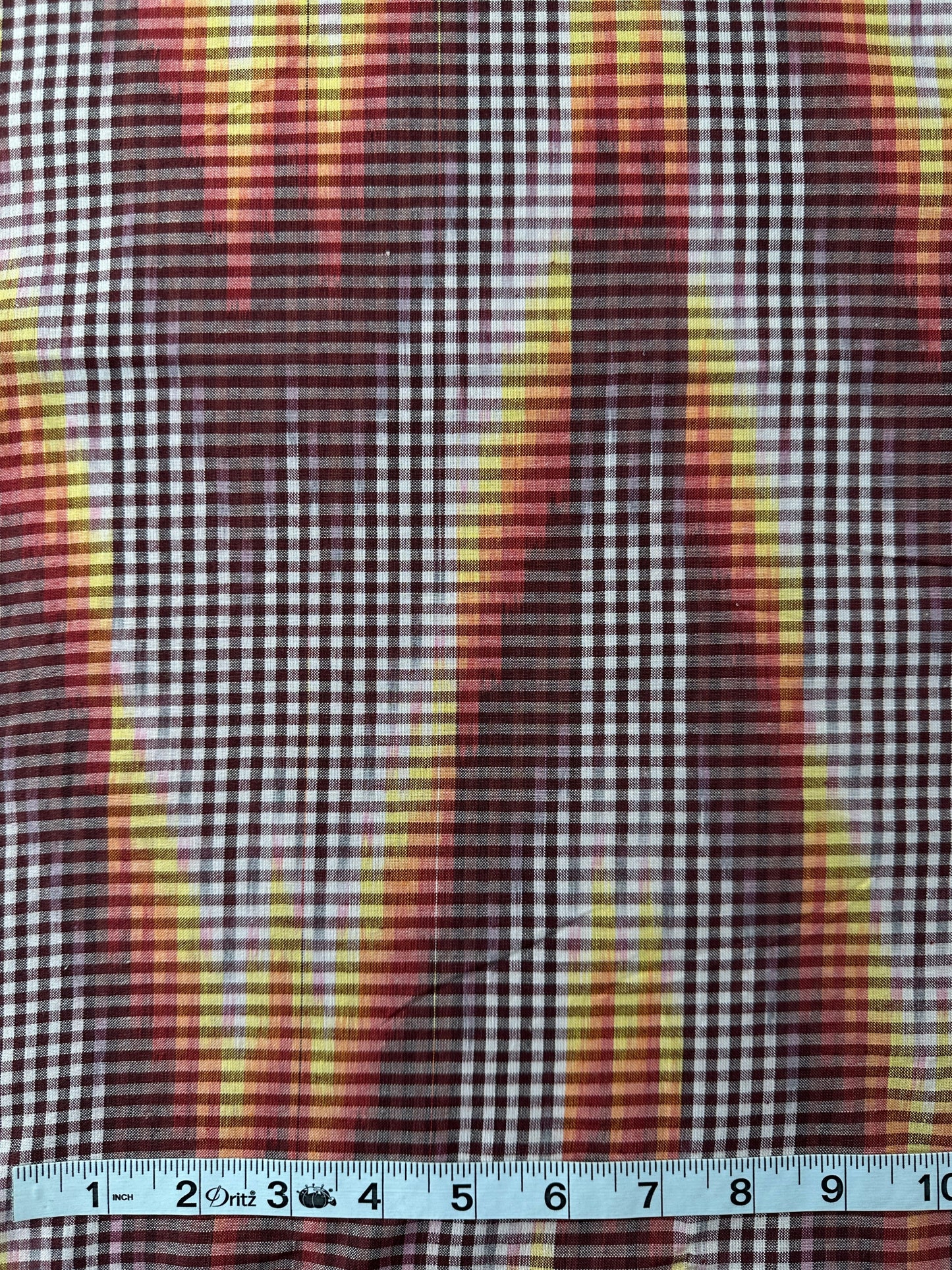 Handwoven Ikat, Burgundy Plaid