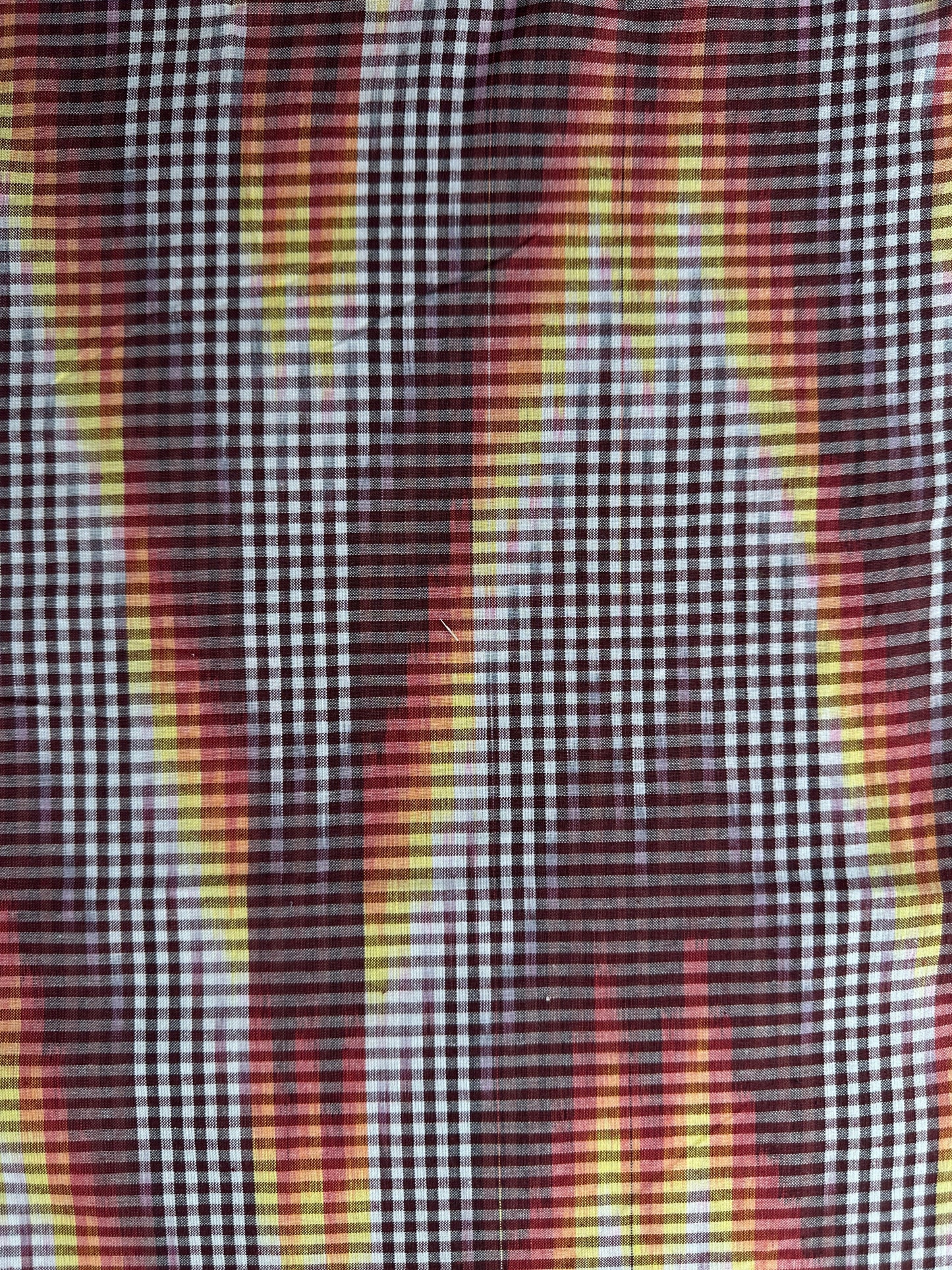 Handwoven Ikat, Burgundy Plaid