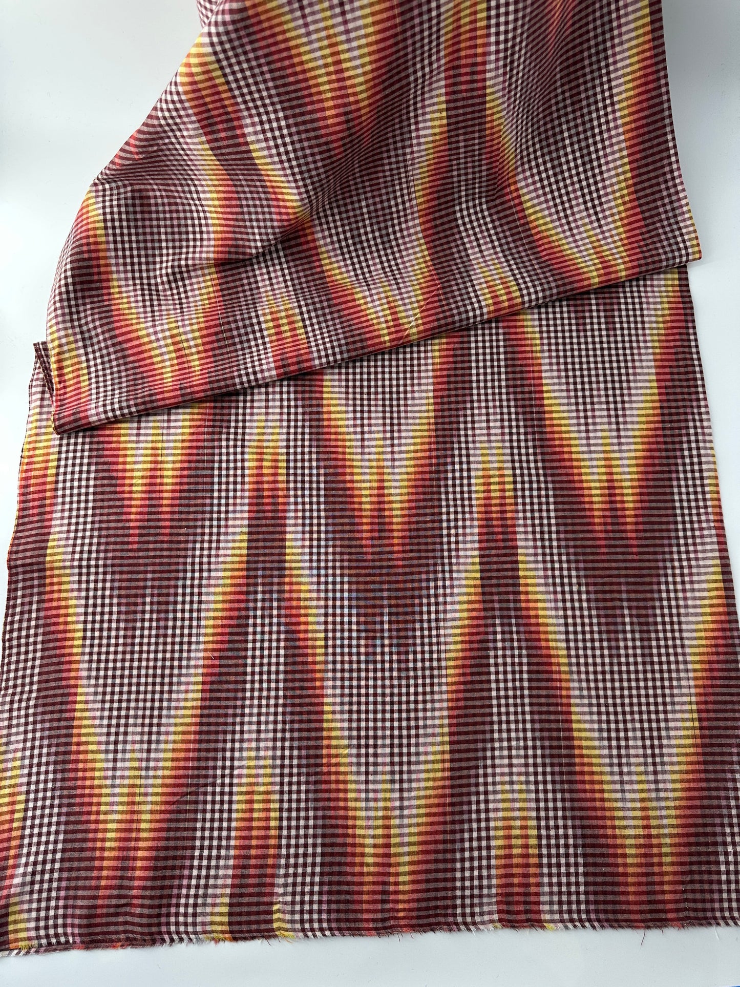 Handwoven Ikat, Burgundy Plaid