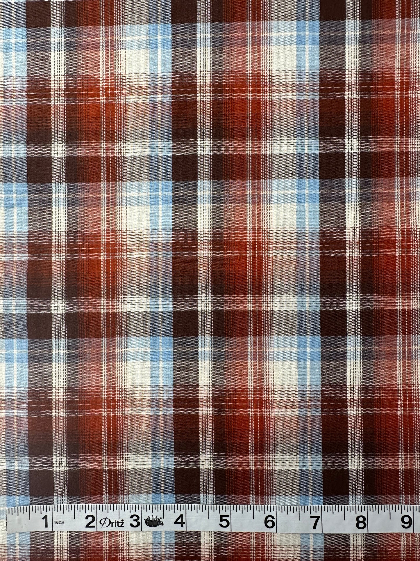 Handwoven Dobby, Rust Plaid