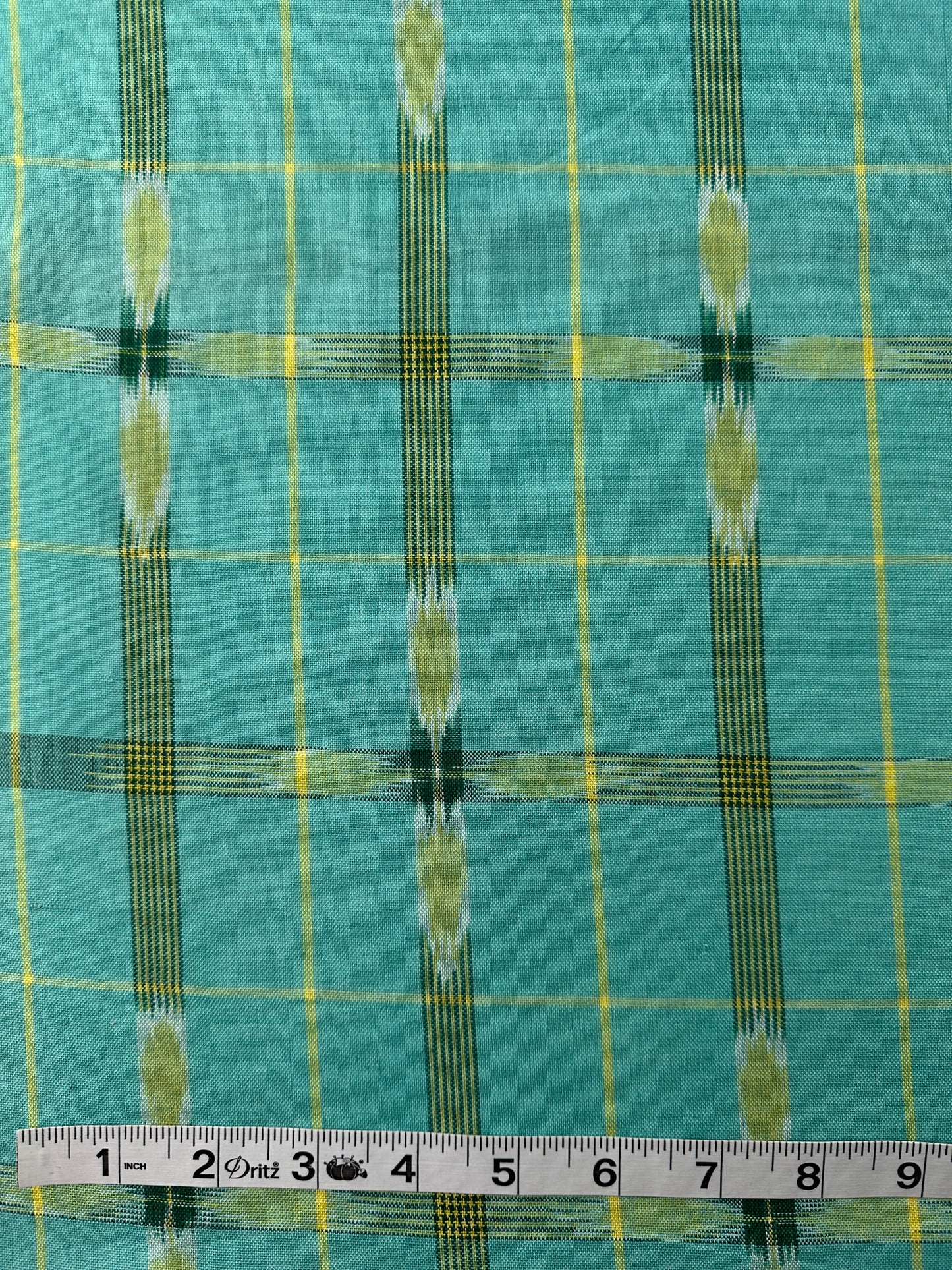 Handwoven Ikat, Green Crosses