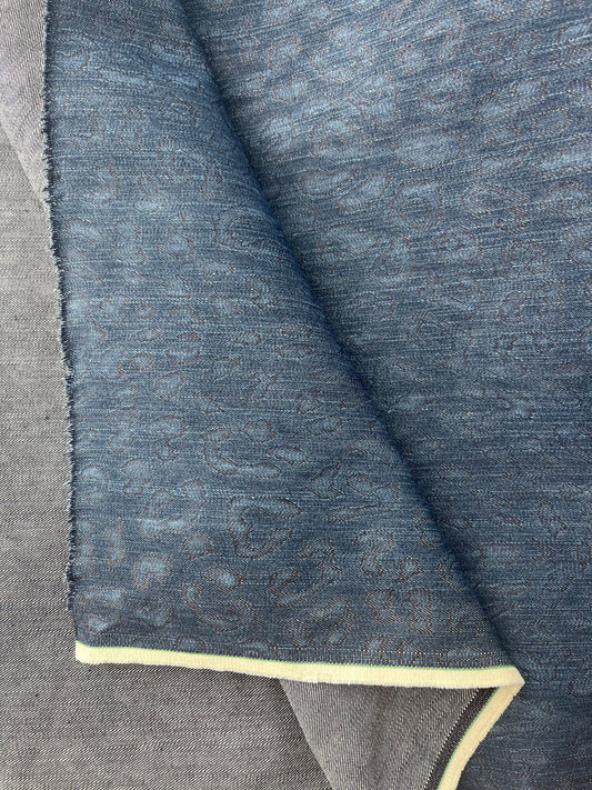 Denim, Cotton, Shadow Leopard Print, 8 oz