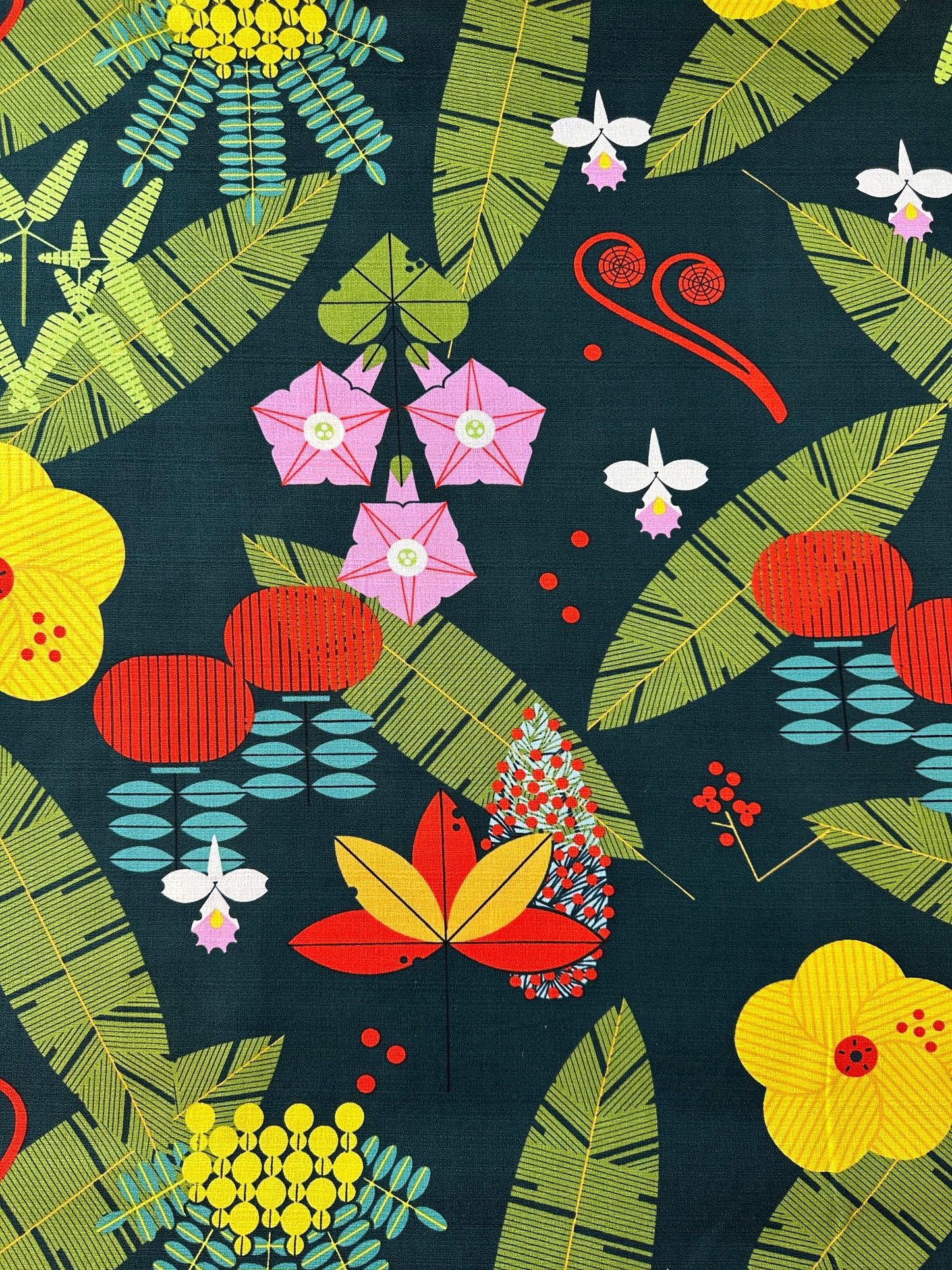 Birch Fabrics Charlie Harper, Cotton Barkcloth, Hawaiian Foliage