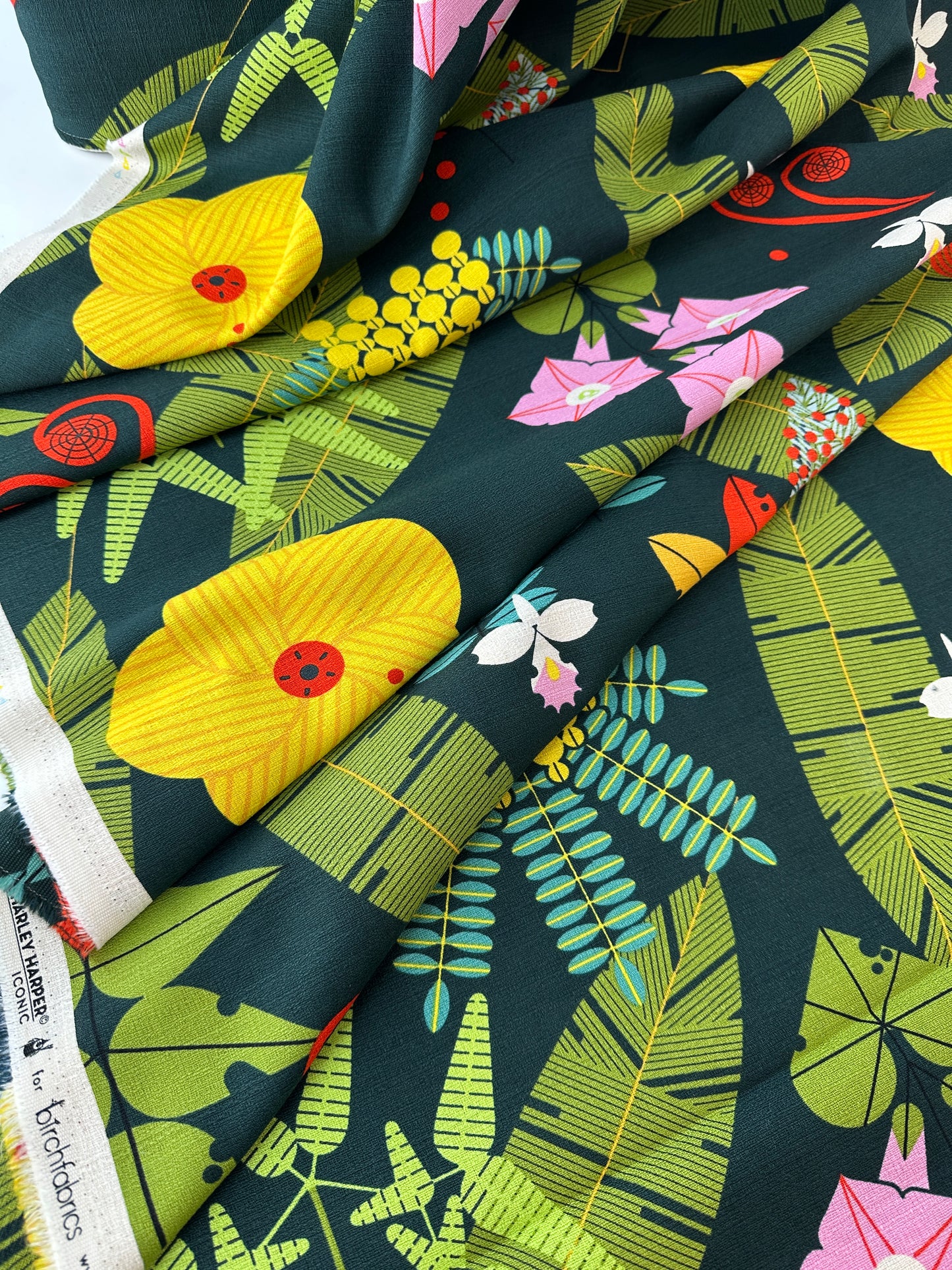 Birch Fabrics Charlie Harper, Cotton Barkcloth, Hawaiian Foliage
