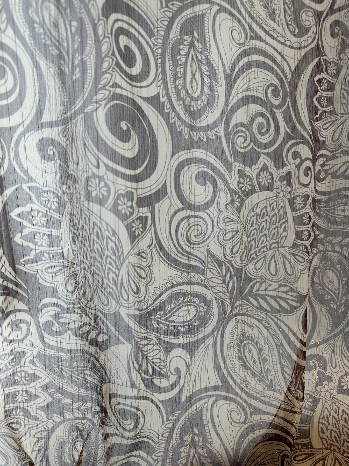 Designer Deadstock, Silk Chiffon, Print with Lurex, Rust