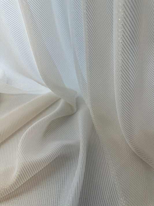 Designer Deadstock, Silk Chiffon, Ivory with Lurex