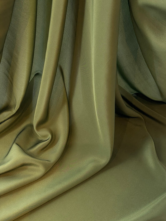 Designer Deadstock, Silk Crepe de Chine, Olive